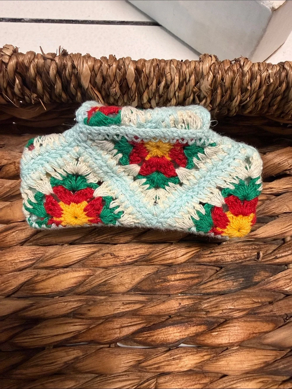Handmade crochet hair clip so cute!